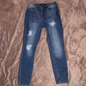BlueInk Size 7 Ripped High Waisted Skinny Jeans